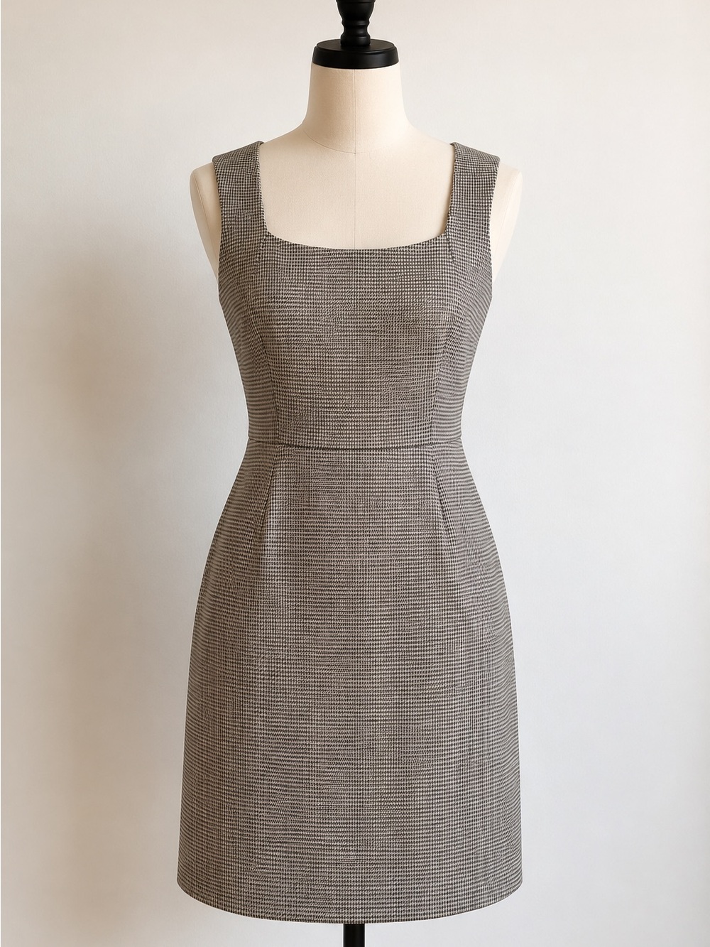 Ann Taylor Neutral Houndstooth Sheath Dress - Gray